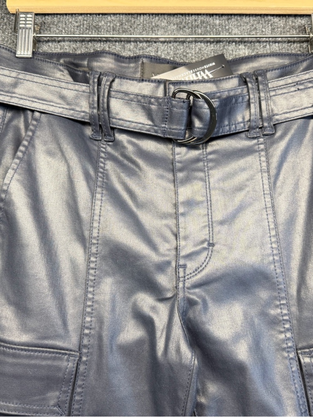 WHBM Coated Cargo Boot Jeans in Coated Officer Blue - Size 8 (NWT) - Picture 8 of 12